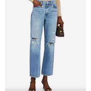 SLVRLAKE NEW Sophie Straight Leg Jeans Ventura Distressed Ripped Denim Capsule